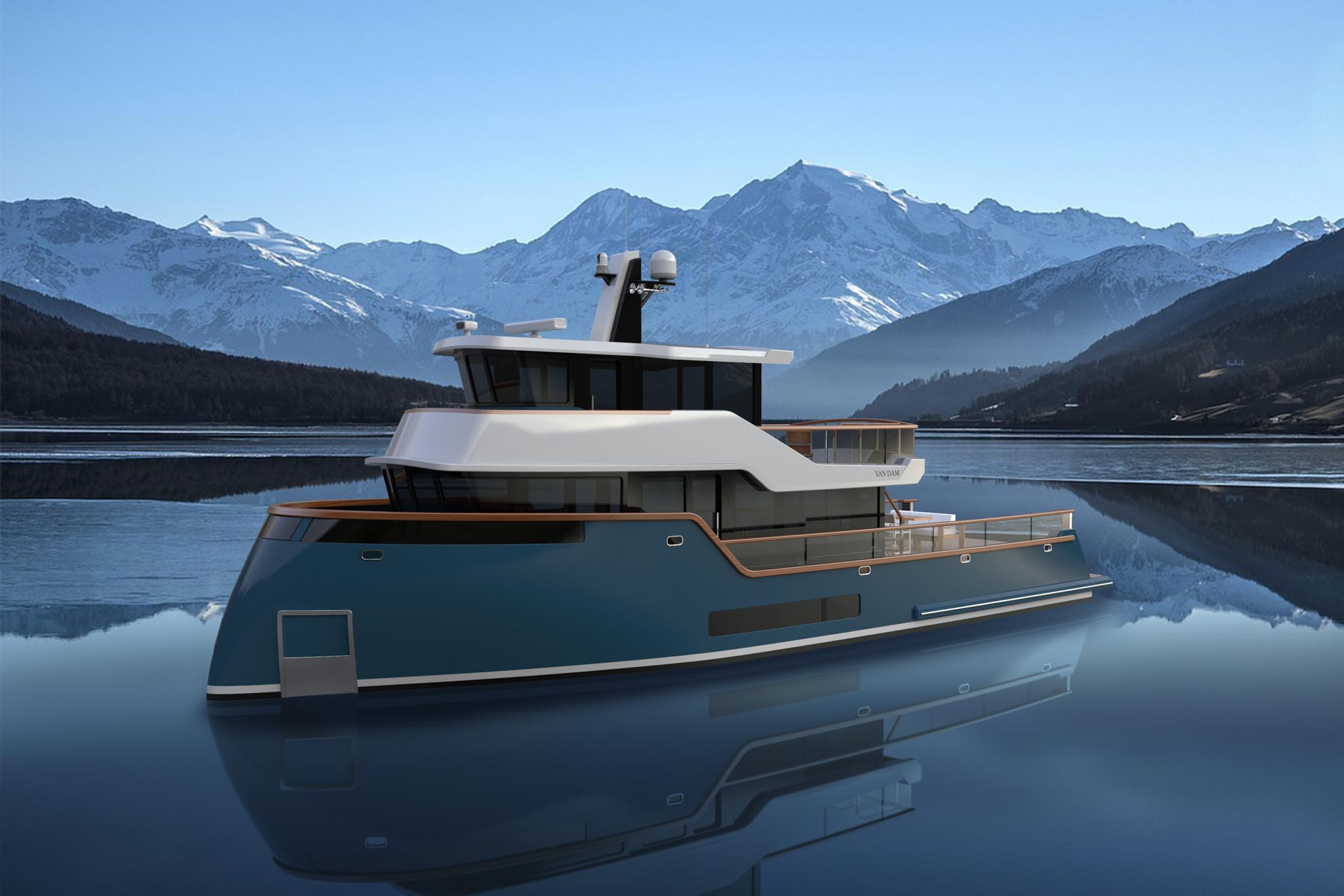 View of Van Dam Custom Boat's 70' Trawler