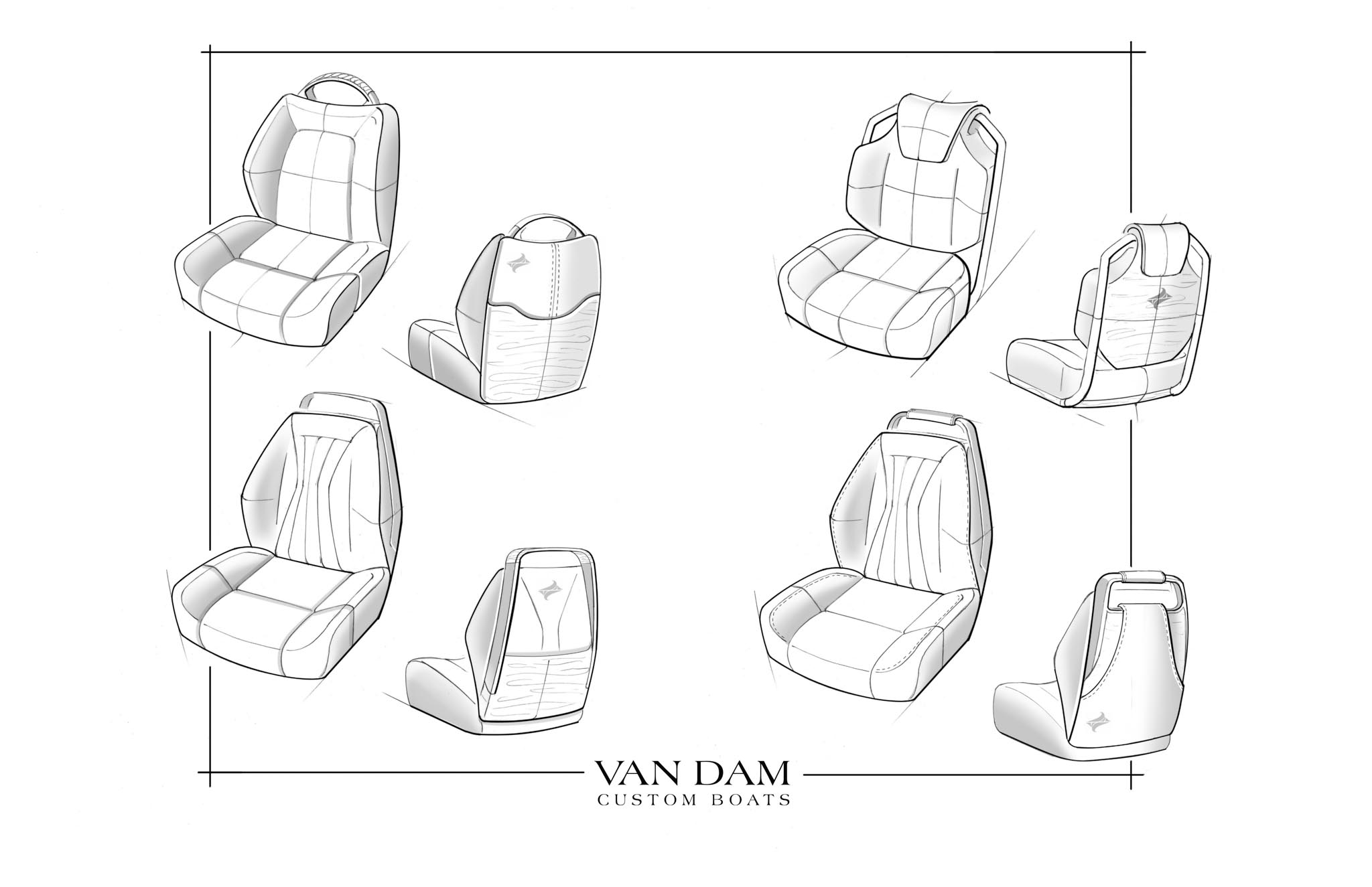 Sketches of Arline's helm seat